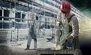 Workers at a construction site photo