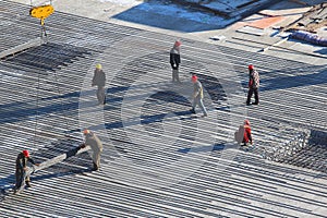 Workers on the construction site