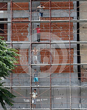 Workers on construction site