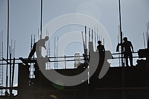 Workers in a contruction site in China.