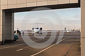 Workers filling aircraft before flight