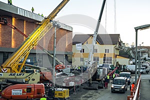 Workers finishings in night at The mall