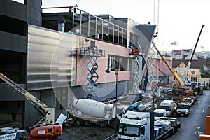 Workers finishings in night at The mall