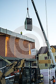 Workers finishings in night at The mall