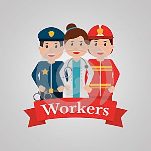 Workers group people profession employee cartoon banner