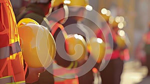 Construction Workers with Helmets. AI generated