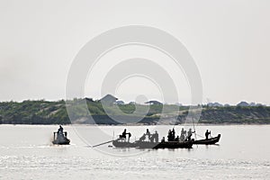 Workers on the Irrawaddy River