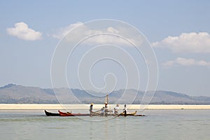 Workers on the Irrawaddy River