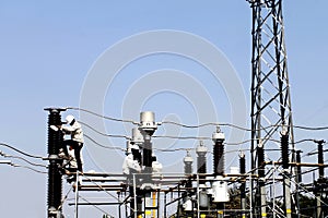 Workers maintenance sub station.