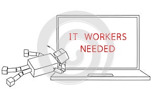 IT WORKERS NEEDED. We are hiring coders, programmers, engineers, techies. Editable design for recruitment agency. Line
