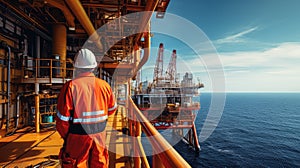 workers ocean oil rig