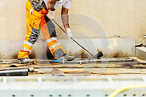 Workers on a road or roof construction, industry and Teamwork work conzept