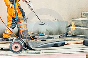 Workers on a road or roof construction, industry and Teamwork work conzept