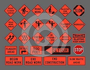 Workers road signs