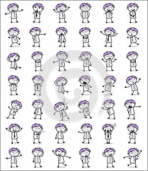 Workers - Set of Retro Concepts Vector illustrations