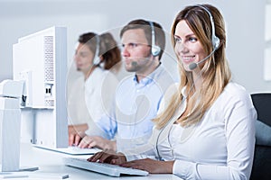 Workers of telemarketing service