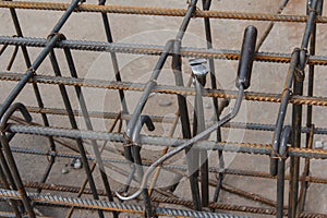 Workers tool for steel rebar for building in construction site