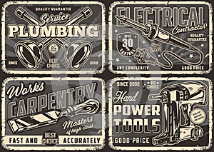 Workers tools vintage posters collection