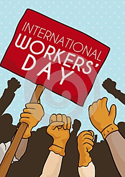 Workers United in Workers' Day Commemorative March, Vector Illustration