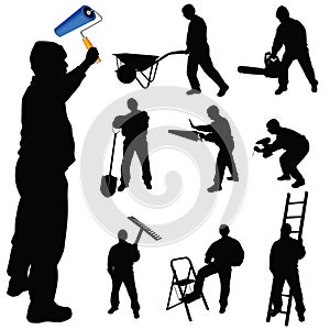 Workers in various trades and tools vector illustration