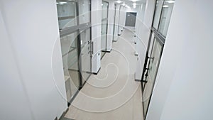 Workers walking in hallway of office