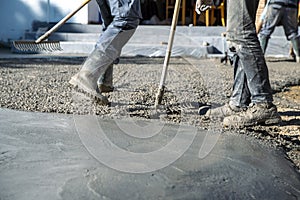 Working on the concrete floor photo