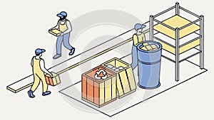 Workers in a Warehouse Moving Boxes, vector design Generative AI