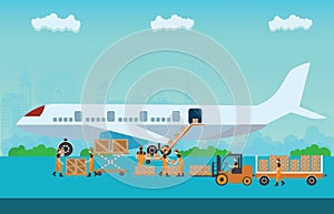 Workers working to Loading boxes.