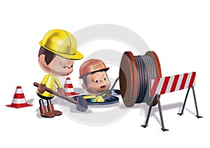 Workes road construction