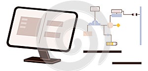Workflow Automation Displayed on Digital Screen with Flowchart Diagram for Process Management