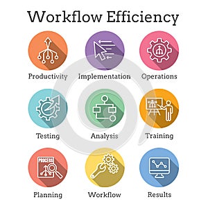 Workflow Efficiency Icon Set - has Operations, Processes, Automation, etc