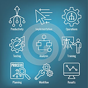 Workflow Efficiency Icon Set - has Operations, Processes, Automation, etc