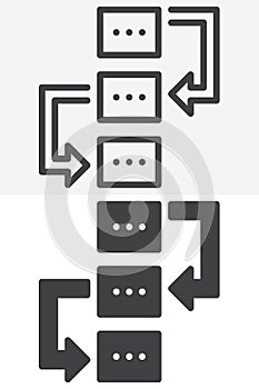 Workflow exchange line and solid vector icon set