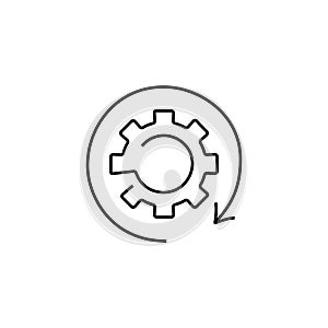 Workflow, gear rotation line vector icon