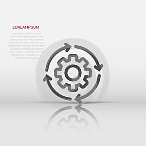 Workflow icon in flat style. Gear effective vector illustration on white isolated background. Process organization business