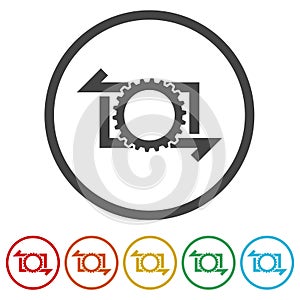 Workflow icon. Set icons in color circle buttons
