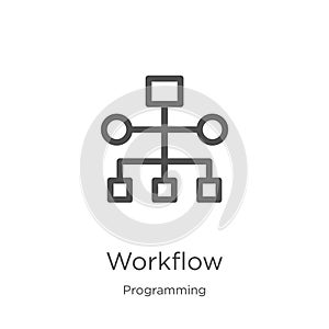 workflow icon vector from programming collection. Thin line workflow outline icon vector illustration. Outline, thin line workflow