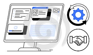 Digital Collaboration and Workflow Management Concept with Interface Elements