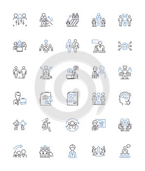 Workflow organizing line icons collection. Efficiency, Planning, Productivity, Collaboration, Streamlining, Optimization photo