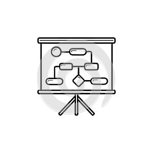 Workflow and planning hand drawn outline doodle icon.