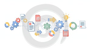 Workflow Process Automation Gears, Charts, and Idea Generation