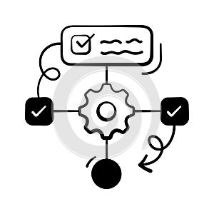 Workflow process chart icon for finance, planning, business management.