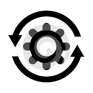 Workflow process icon. Gear cog wheel with arrows vector illustration. Workflow business concept.