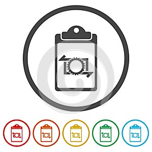 Workflow Process icon. Set icons in color circle buttons