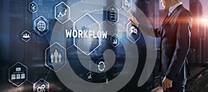 Workflow Repeatability Systematization Buisness Process. Business Technology Internet