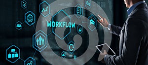 Workflow Repeatability Systematization Buisness Process. Business Technology Internet