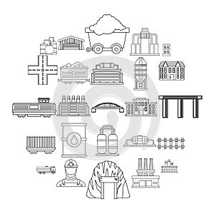 Workfolk icons set, outline style