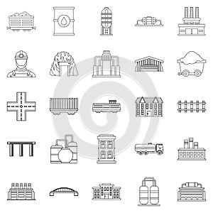 Workfolk icons set, outline style