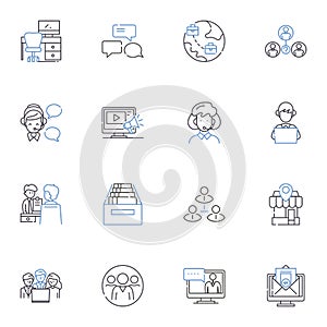 Workforce acquisition line icons collection. Recruitment, Hiring, Headhunting, Talent, Staffing, Onboarding, Retention