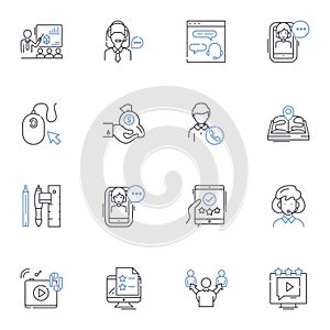 Workforce Development line icons collection. Training, Upskilling, Reskilling, Employability, Apprenticeships, Career photo